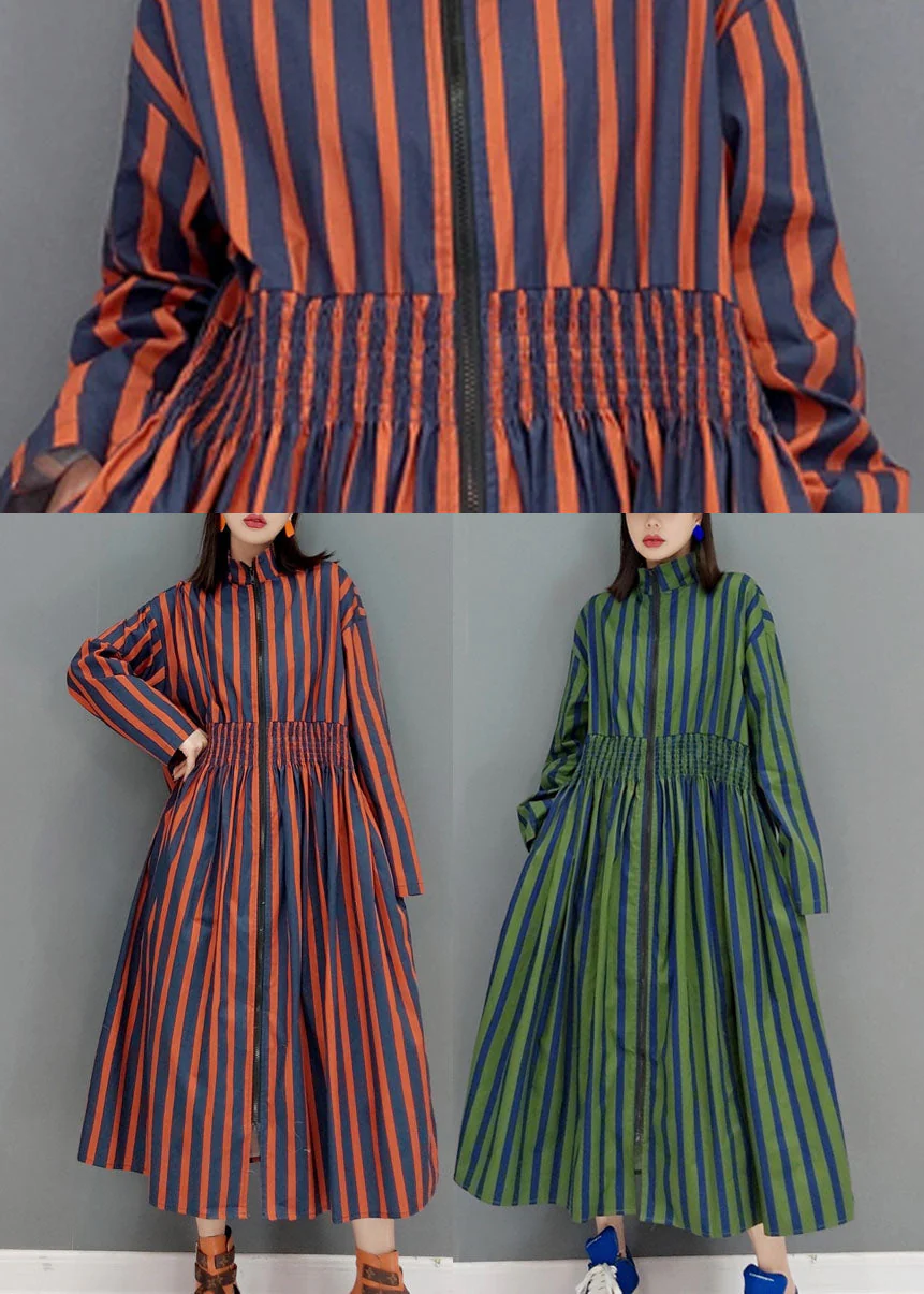 Plus size Red Zip Up Striped vacation Dresses Spring - Image 5