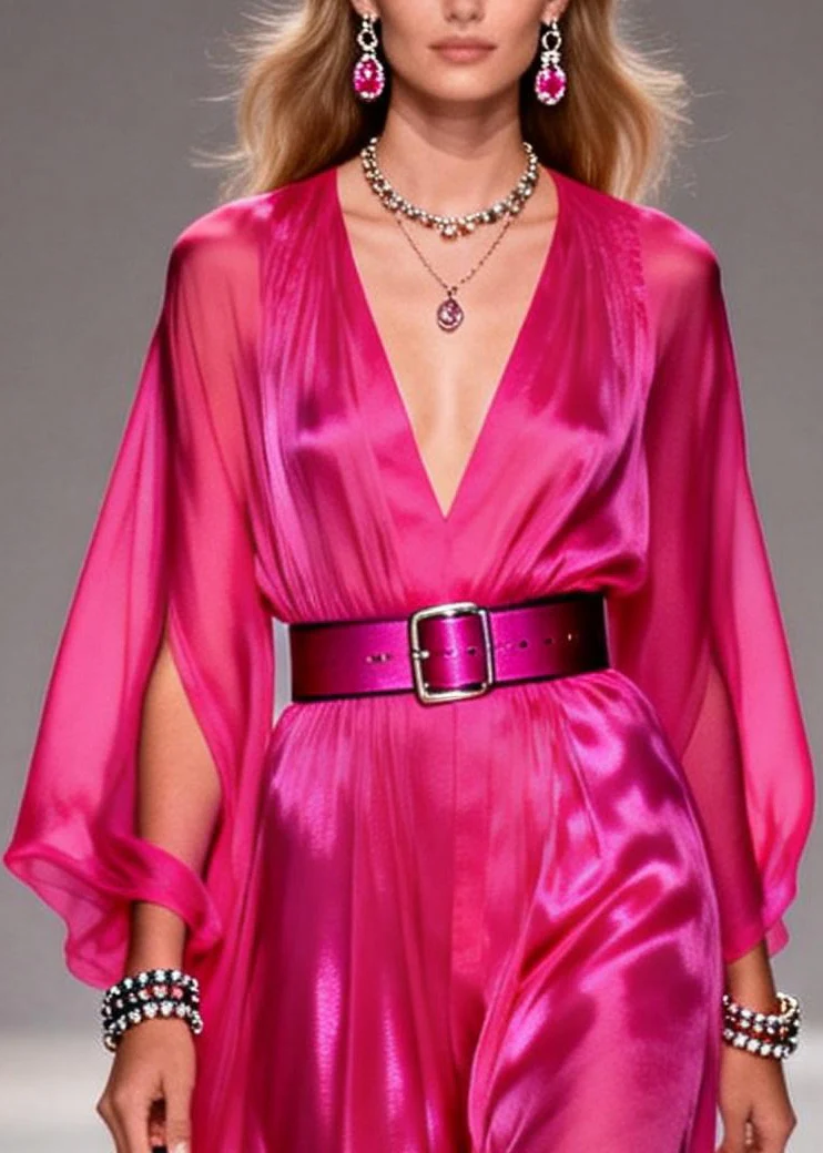 Plus Size Rose Draping Low High Design Chiffon Tunic Dresses Summer - Image 2