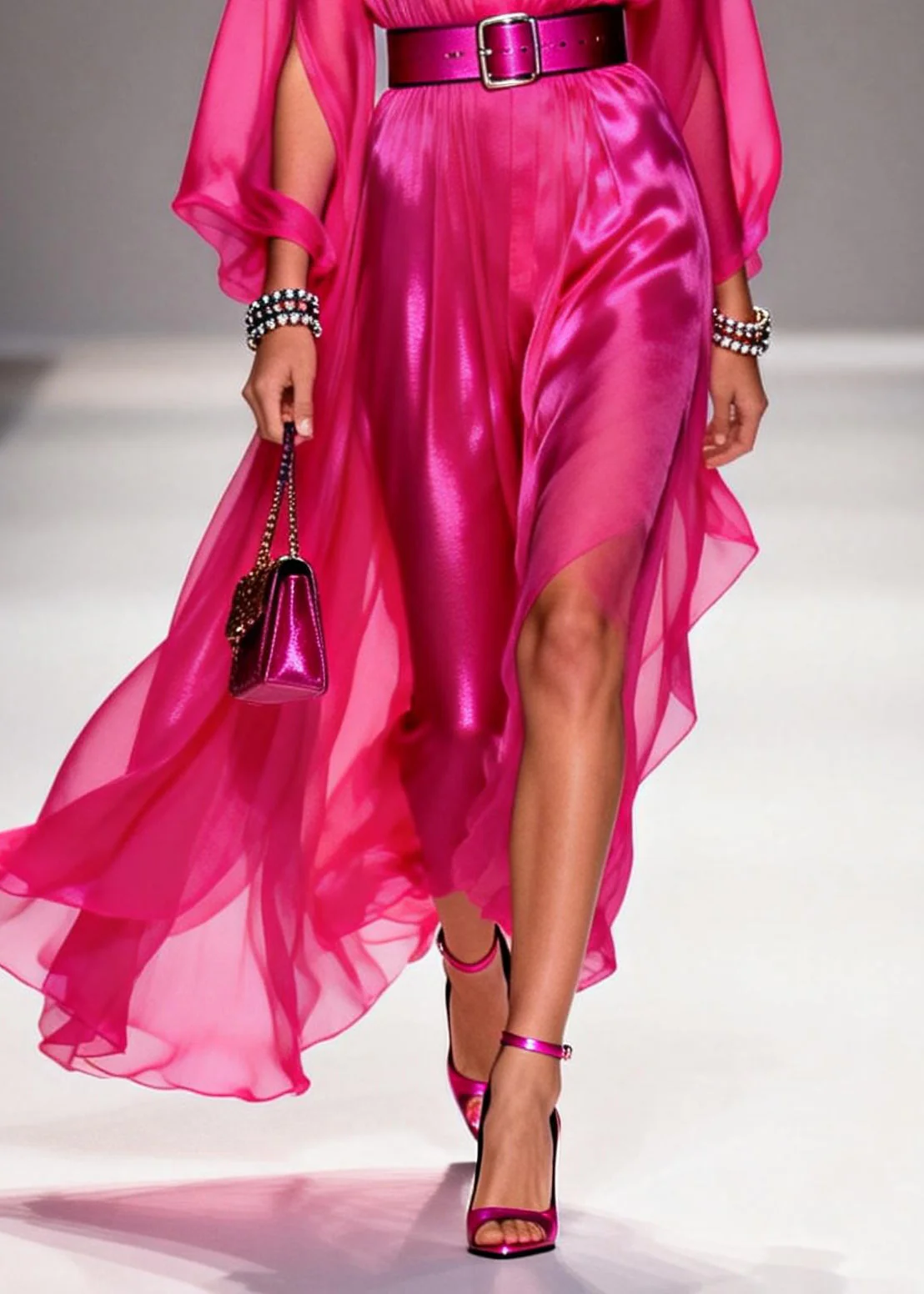 Plus Size Rose Draping Low High Design Chiffon Tunic Dresses Summer - Image 4