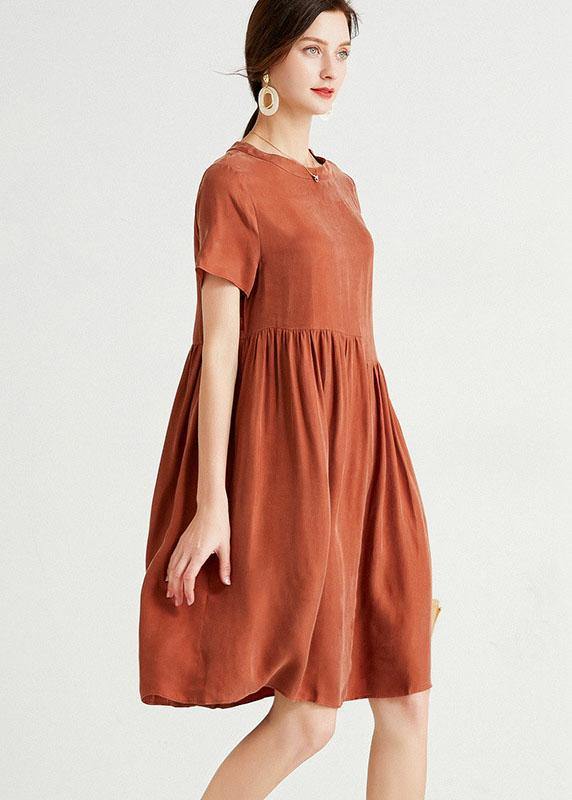 Plus Size Rust Red O-Neck Patchwork Summer Maxi Dresses Short Sleeve - Image 3