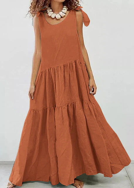 Plus Size V-neck Cotton And Linen Women's Dress Sleeveless - Image 2