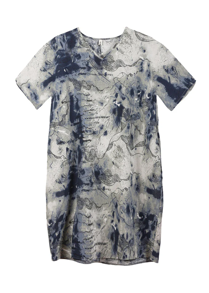 Plus Size V Neck Print Pockets Dresses Short Sleeve - Image 5