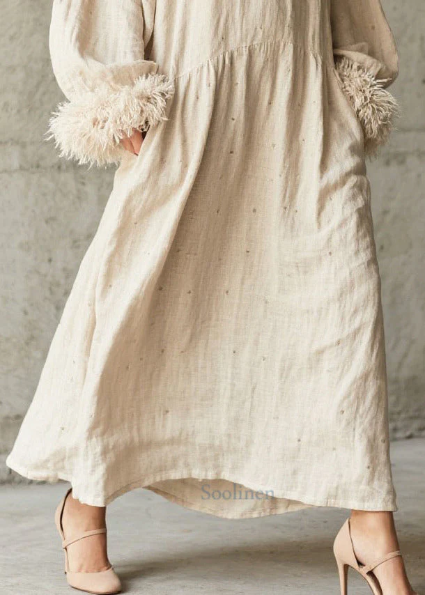 Plus Size White Oversized Patchwork Faux Fur Maxi Dress Fall - Image 4
