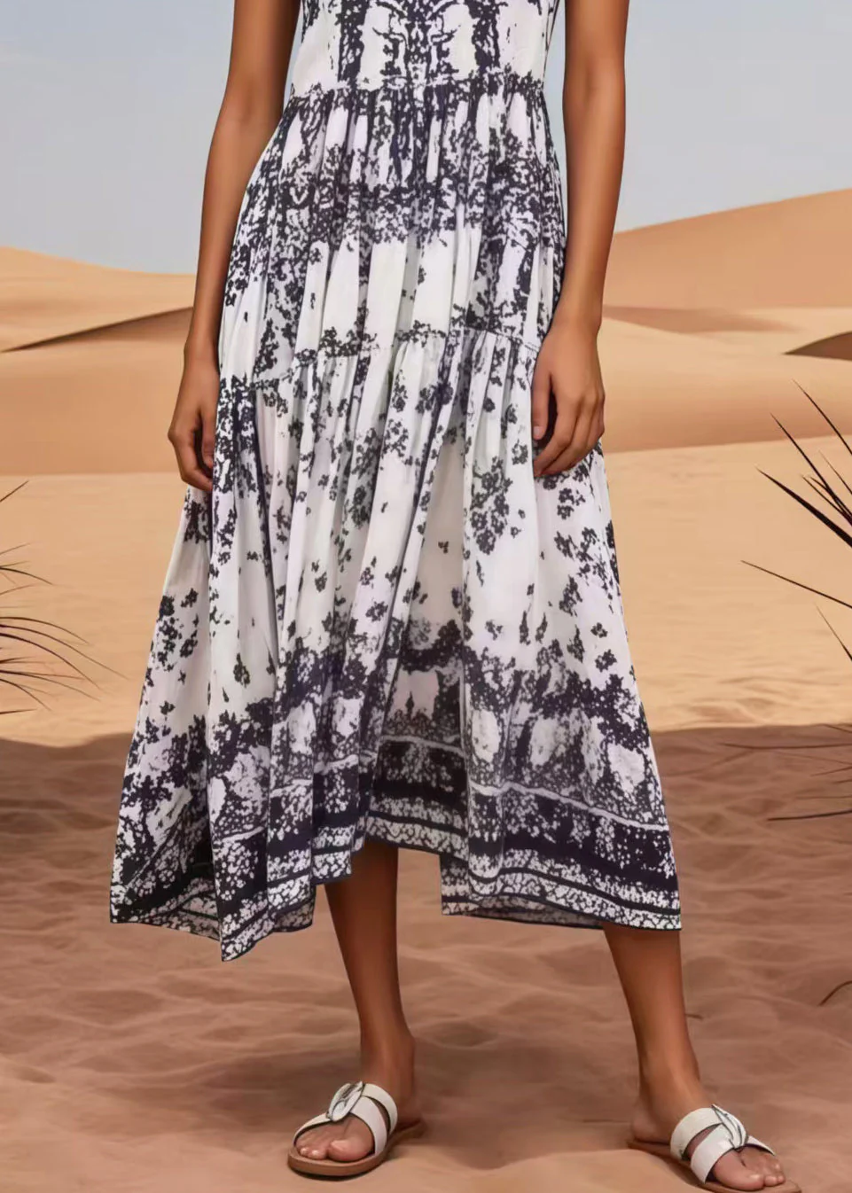 Plus Size White Oversized Print Cotton Sundress Summer - Image 4