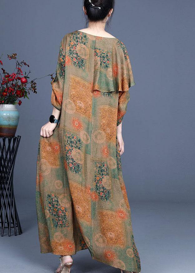 Plus Size Yellow Ruffles Patchwork Summer Chiffon Dresses Half Sleeve - Image 4