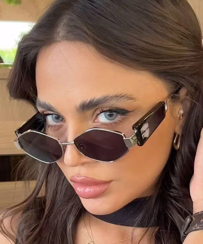 Punk Style White Geometric Metal Sunglasses - Image 2