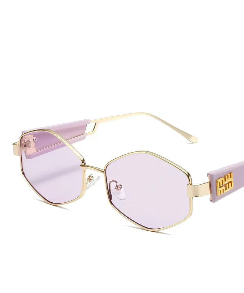 Punk Style White Geometric Metal Sunglasses - Image 4