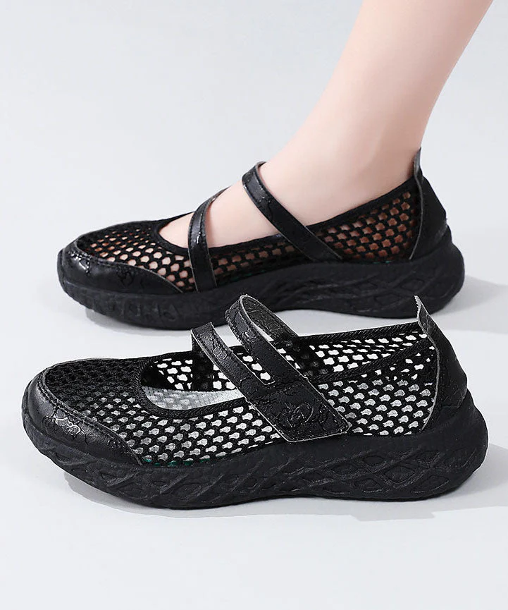 Purple Breathable Mesh Flat Feet Shoes Splicing Buckle Strap - Image 4