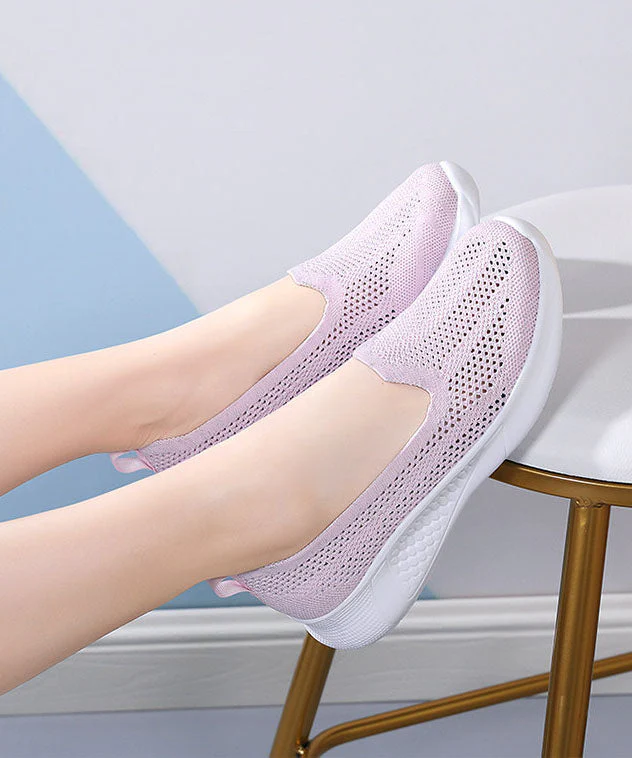 Purple Comfy Breathable Mesh Splicing Flat Shoes For Women - Image 3
