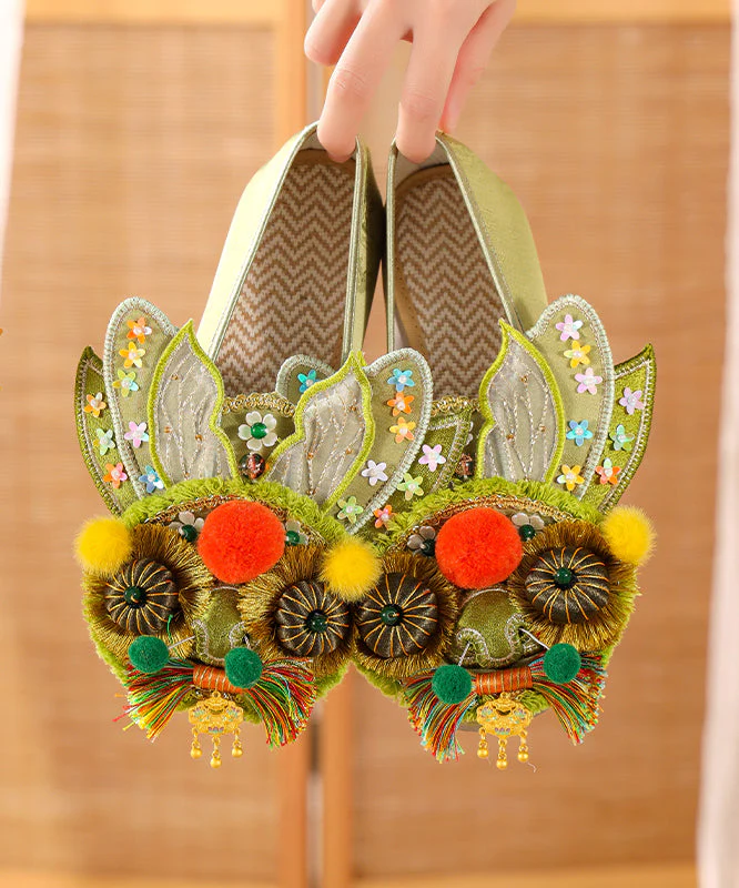 Purple Flat Feet Shoes Cotton Fabric Handmade Splicing Embroidered - Image 4