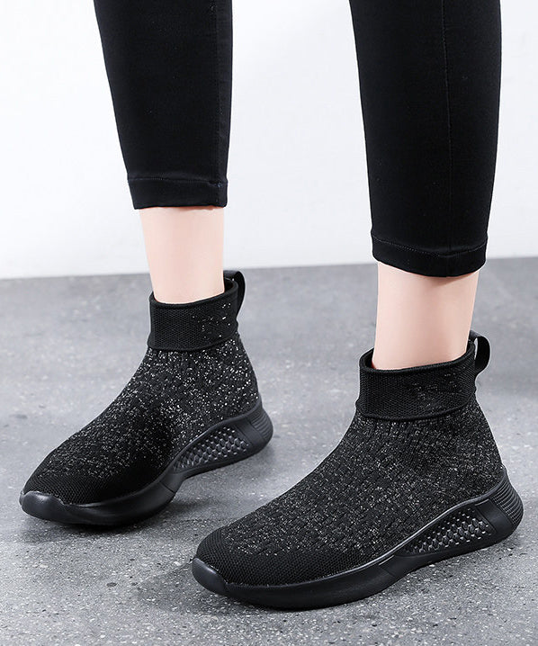 Purple Flat Feet Shoes Knit Fabric Casual Hollow Out Flats - Image 4