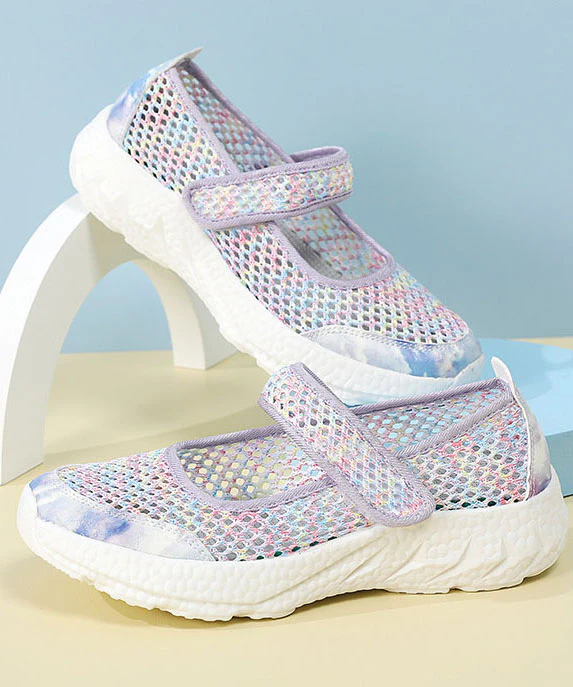 Purple Flats Breathable Mesh Casual Splicing Buckle Strap - Image 5