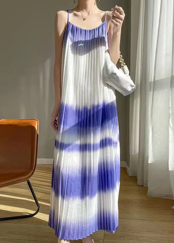 Purple Gradient Color Cotton Maxi Dress Cold Shoulder Summer - Image 2