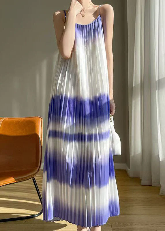 Purple Gradient Color Cotton Maxi Dress Cold Shoulder Summer - Image 4