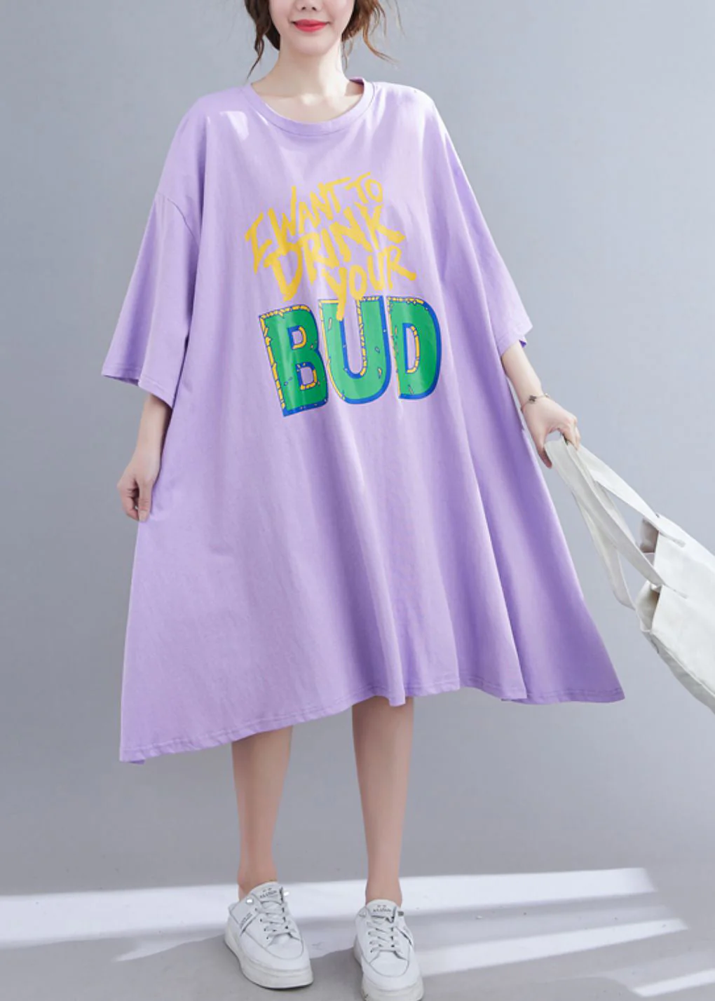 Purple O-Neck Long Dress Long Sleeve - Image 2