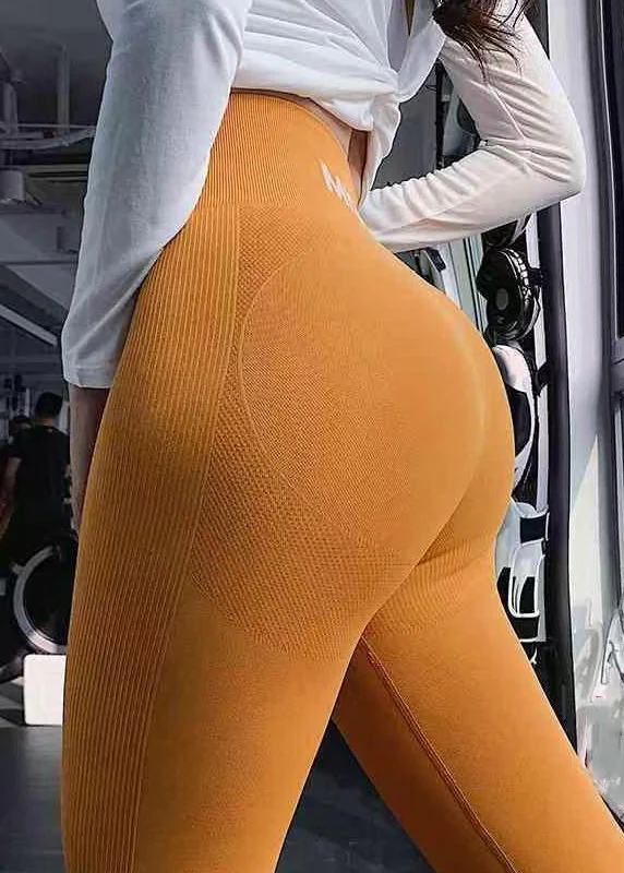 Push Up Yellow High Waist Graphic Capri Gym Shark Leggings - Image 3