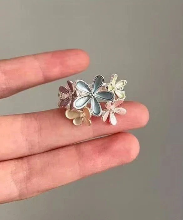 Rainbow Floral Original Design Alloy Rings - Image 2