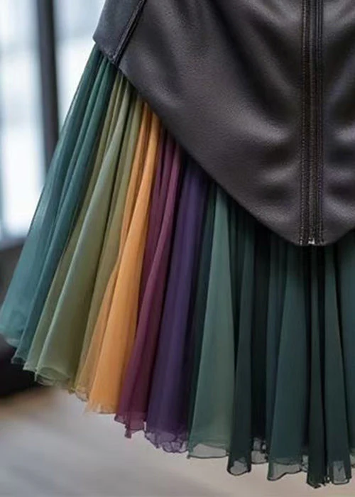 Rainbow Original Design High Waist Tulle Patchwork Skirts - Image 4