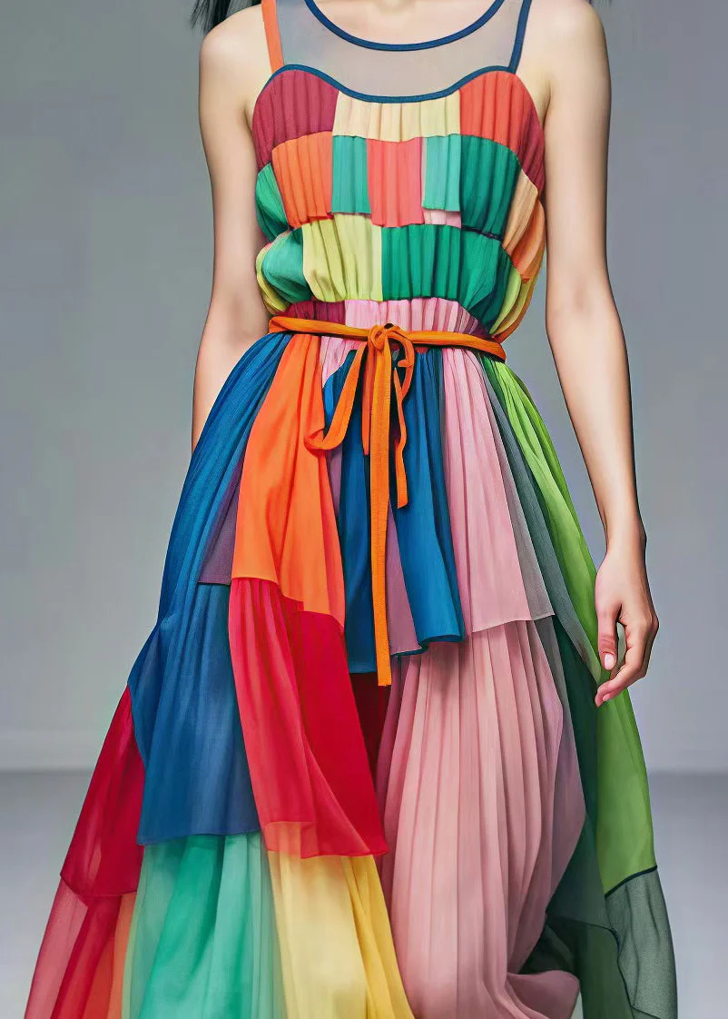 Rainbow Patchwork Tulle Vacation Dress Exra Large Hem Summer - Image 4