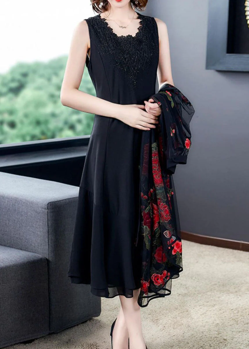 Red Lace Patchwork Tulle Dresses Two Pieces Set Embroideried Summer - Image 3