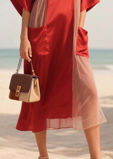 Red Patchwork Tulle Robe Dresses Asymmetrical Summer - Image 4