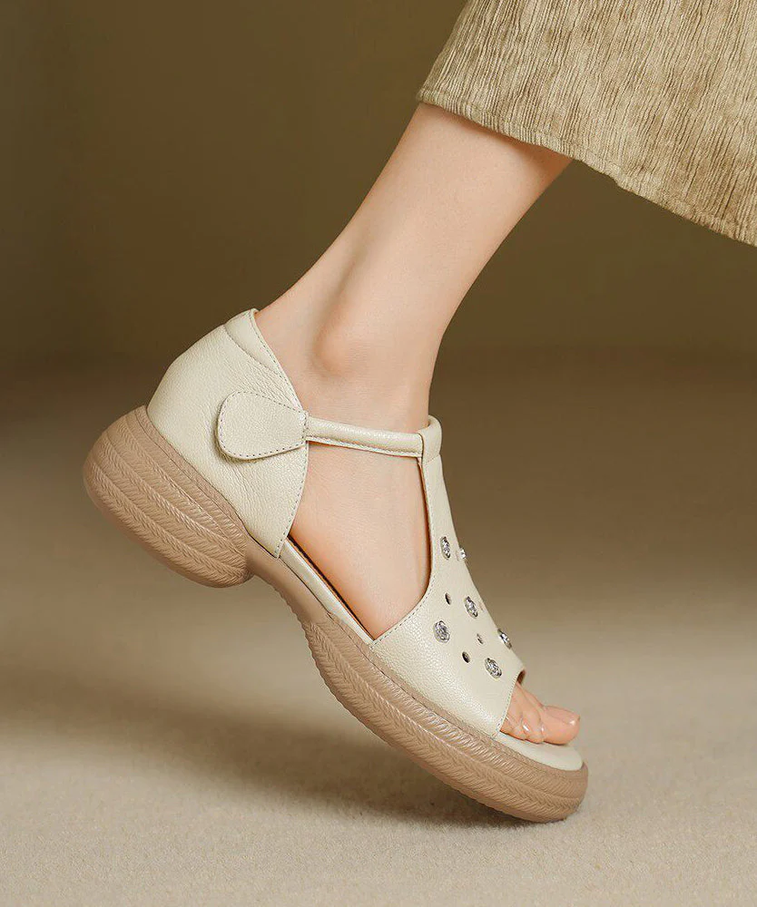 Red Sandals Platform Sheepskin Elegant Hollow Out Sandals - Image 4