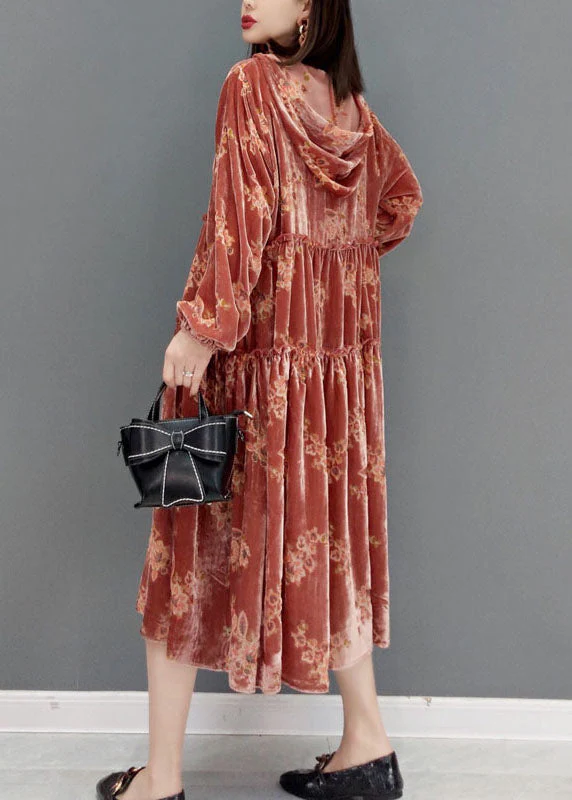 Red Velour Party Dress V Neck Cinched Spring - Image 4
