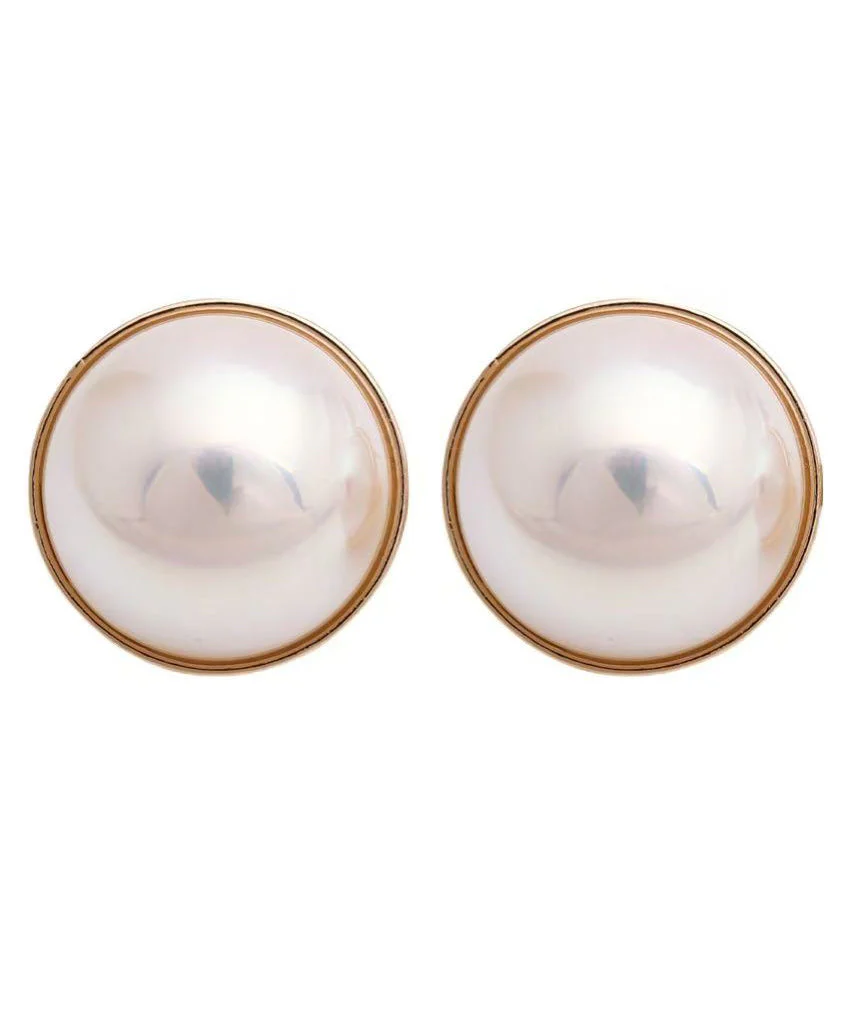 Regular White Sterling Silver Overgild Pearl Stud Earrings - Image 5
