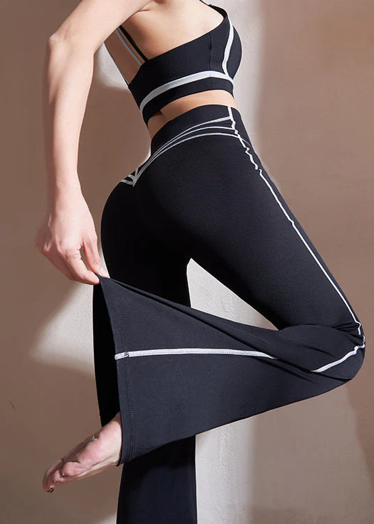 Relaxed Black Tummy Control Striped Groove Pants - Image 4