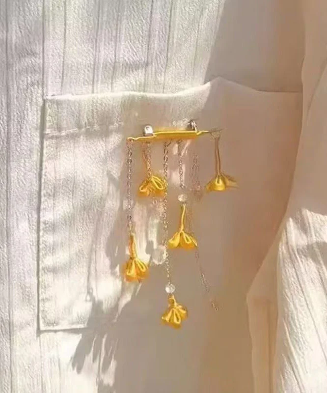 Retro Gold Copper Alloy Osmanthus Tassel Brooches - Image 3