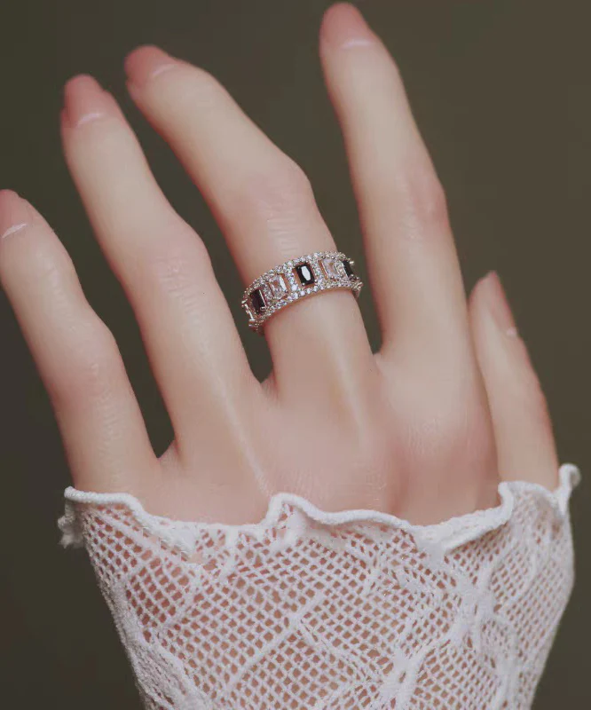 Retro Gold Copper Overgild Zircon Hollow Out Rings - Image 2