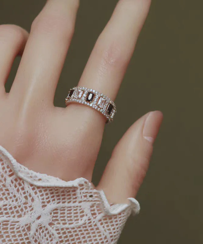 Retro Gold Copper Overgild Zircon Hollow Out Rings - Image 3