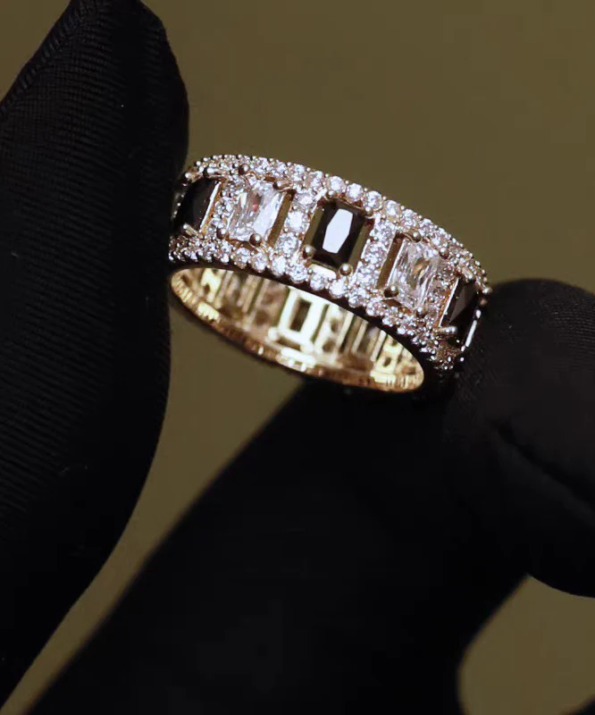 Retro Gold Copper Overgild Zircon Hollow Out Rings - Image 4