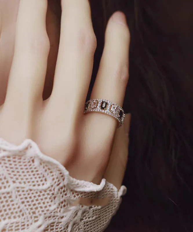 Retro Gold Copper Overgild Zircon Hollow Out Rings - Image 5