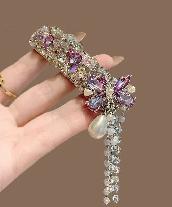 Retro Green Alloy Zircon Butterfly Tassel A Pair Hairpin - Image 4