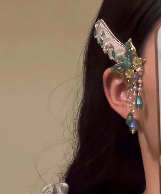 Retro Green Alloy Zircon Butterfly Tassel A Pair Hairpin - Image 5