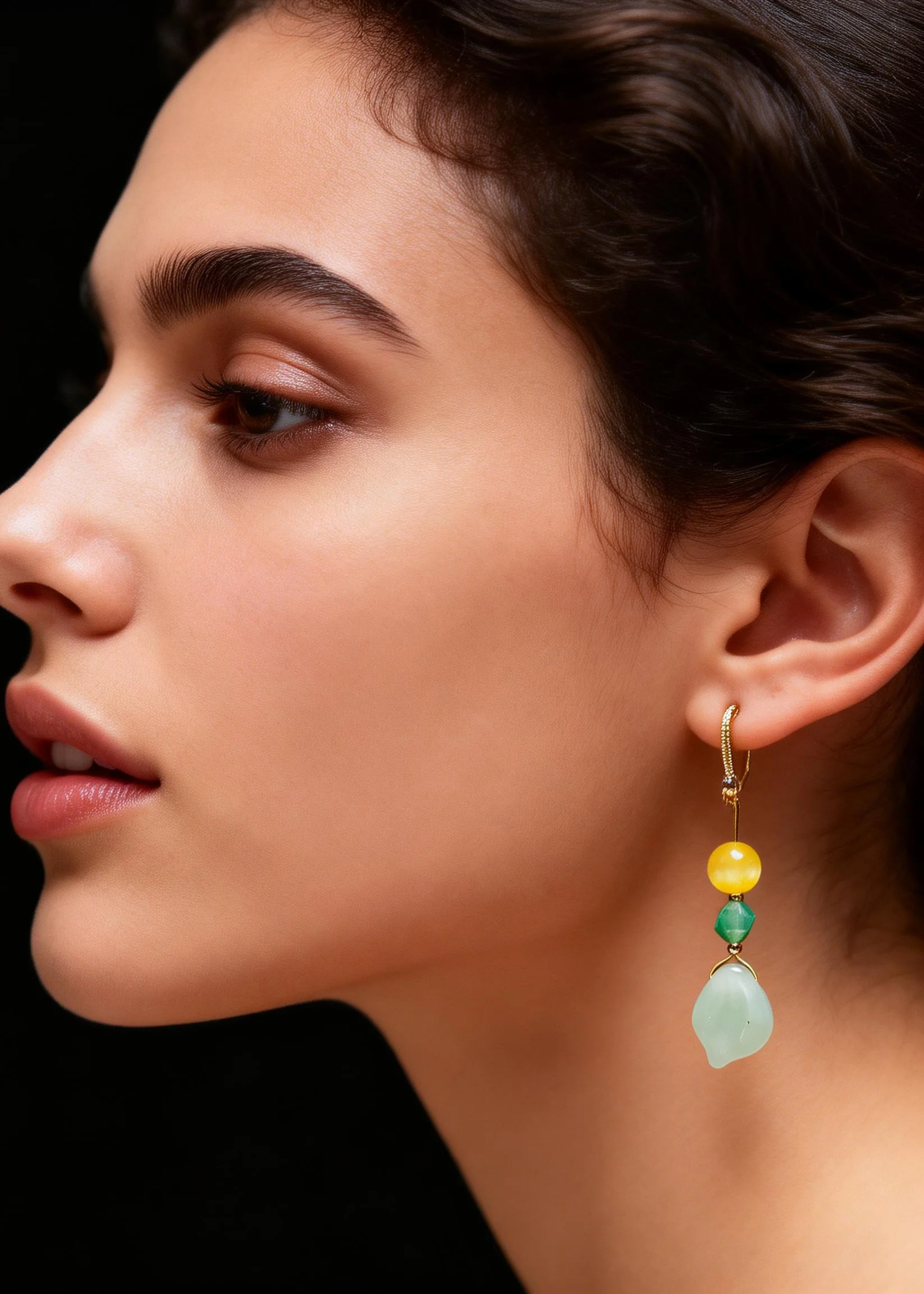 Retro Naturally Jade And Beeswax Drop Earrings - Image 2