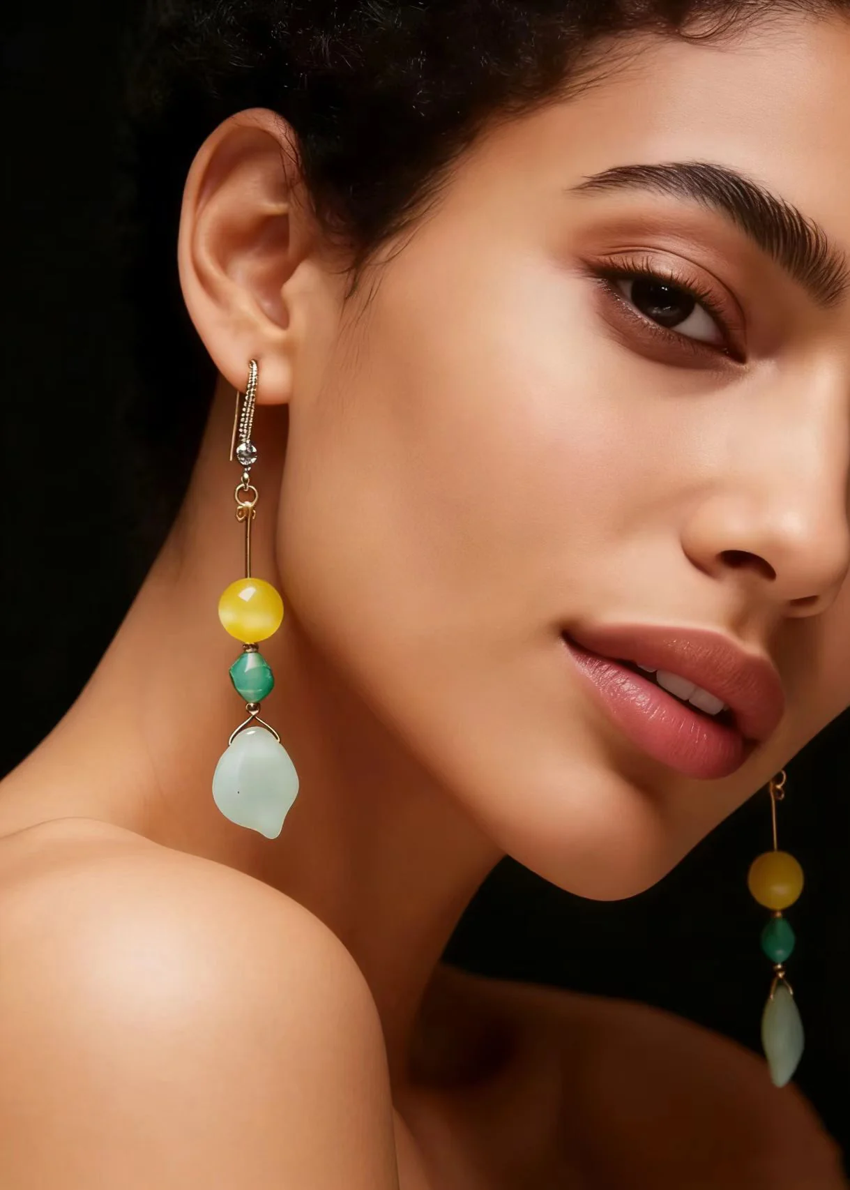 Retro Naturally Jade And Beeswax Drop Earrings - Image 4