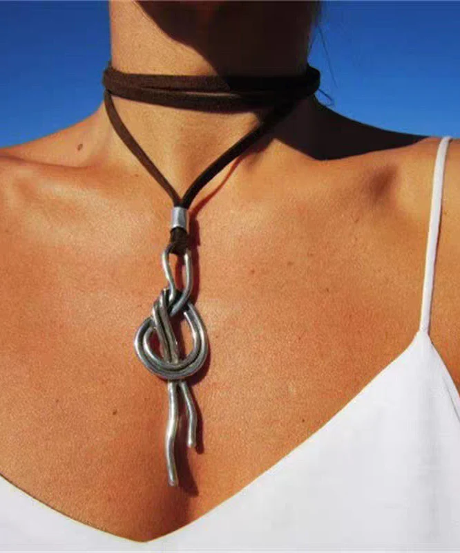 Retro Personality Alloy Leather Pendant Bohemian Necklace - Image 5