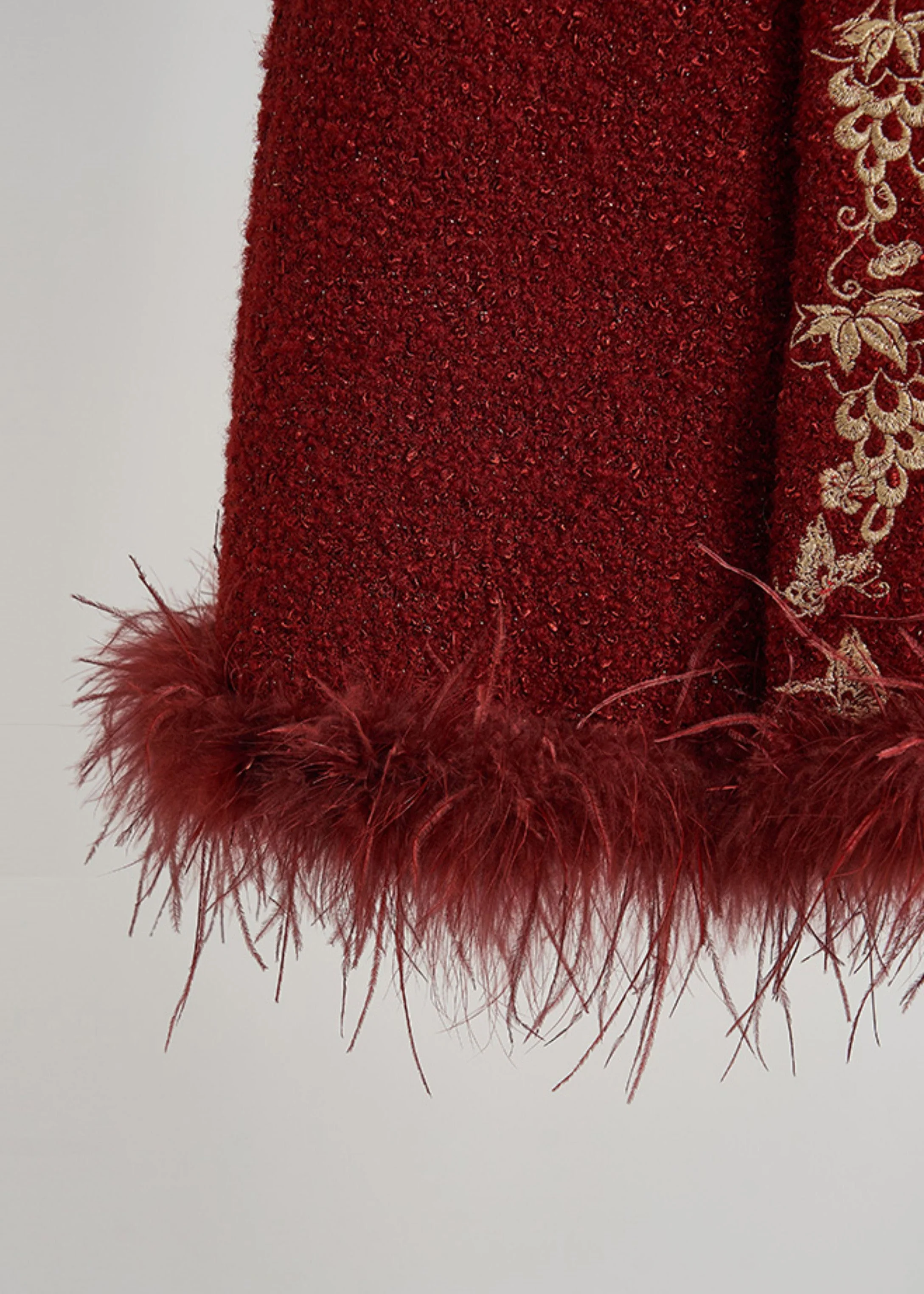 Retro Red Embroidered Patchwork Faux Fur Vests Fall - Image 5