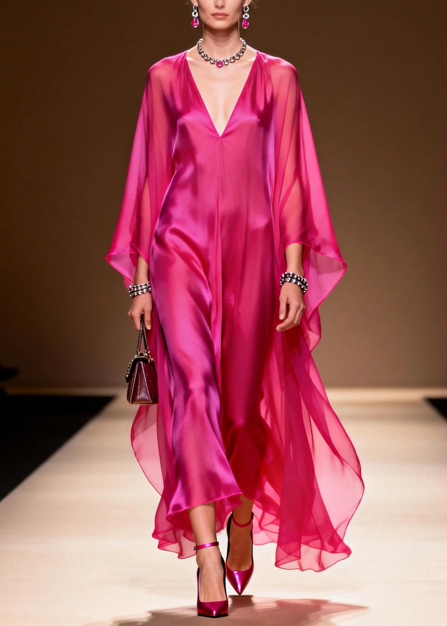 Rose Draping Chiffon Beach Dress Oversized Summer - Image 3