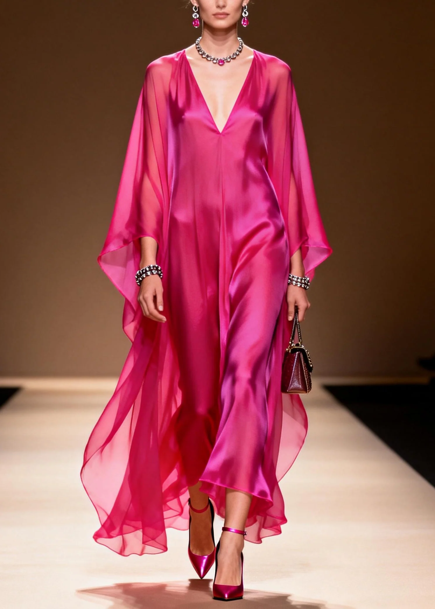 Rose Draping Chiffon Beach Dress Oversized Summer - Image 5
