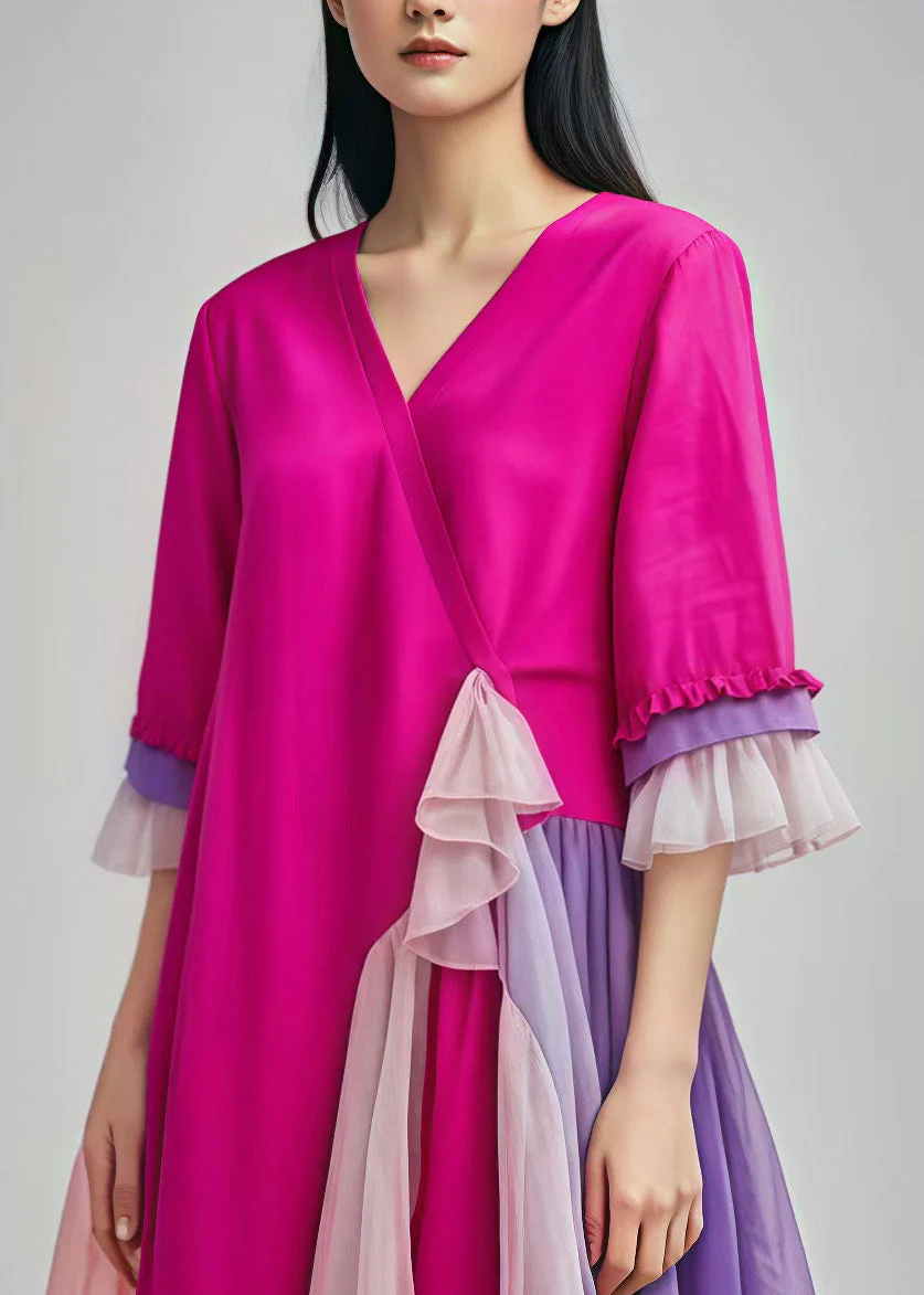 Rose Patchwork Tulle Cotton Tea Dress Asymmetrical Summer - Image 3
