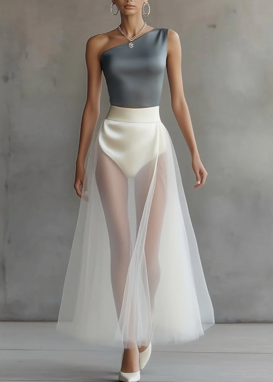 Sexy Asymmetrical Top And Maxi Skirts Two Piece Set Summer