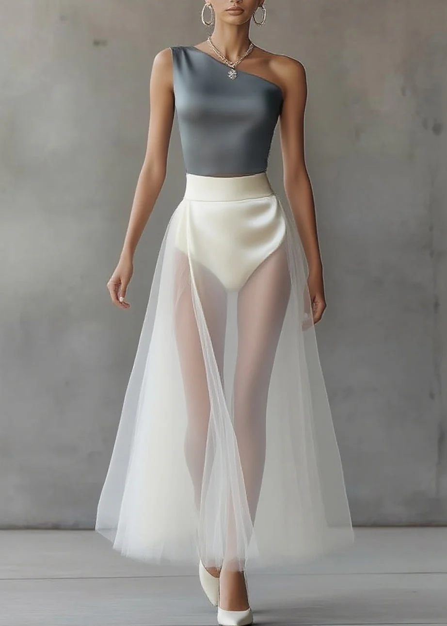 Sexy Asymmetrical Top And Maxi Skirts Two Piece Set Summer - Image 3