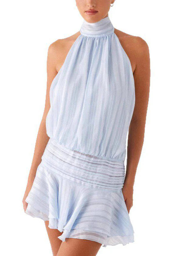 Sexy Beige Backless Patchwork Silk Dress Sleeveless - Image 5