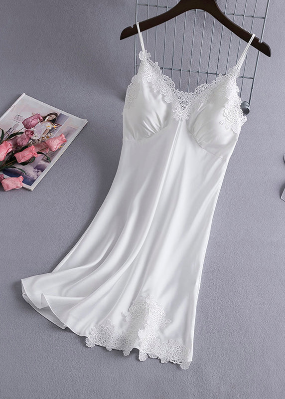 Sexy Pink V Neck Hollow Out Silk Mid Dress Summer - Image 4