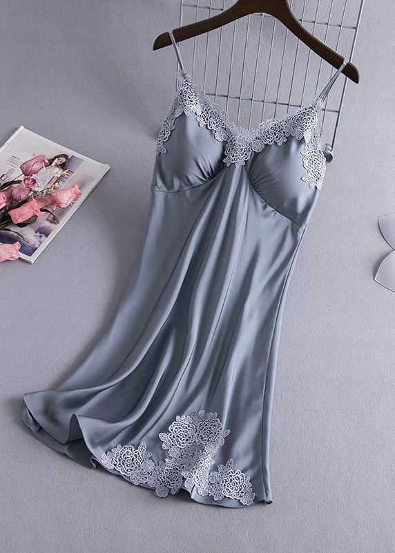Sexy Pink V Neck Hollow Out Silk Mid Dress Summer - Image 5