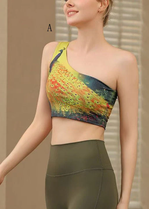 Sexy Print One Shoulder Sports Bra Tank Top