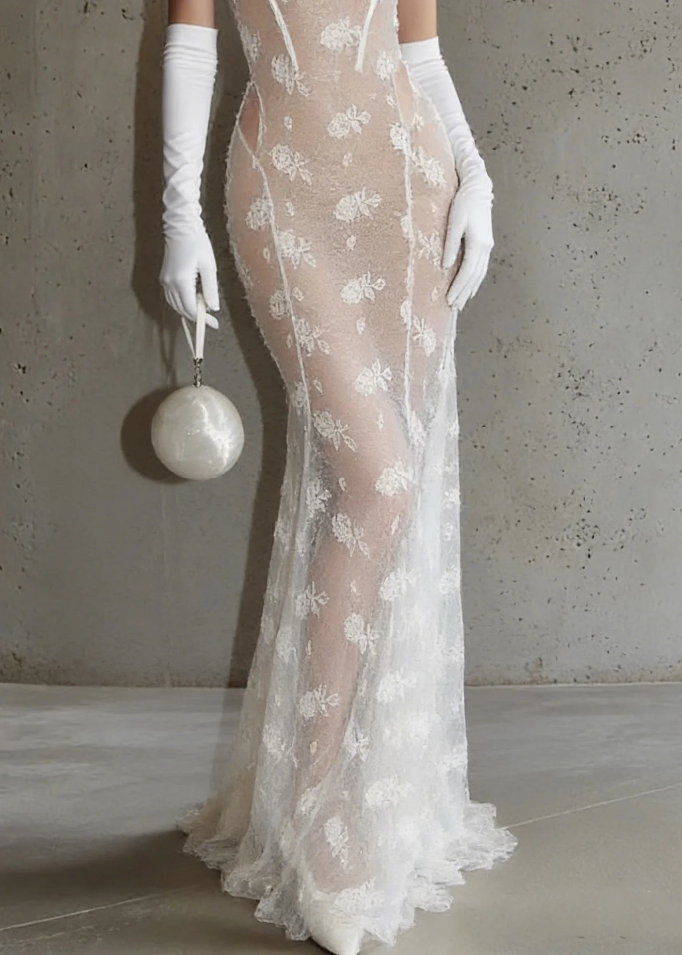 Sexy White Hollow Out Lace Perspective Tulle Maxi Dresses Sleeveless - Image 4